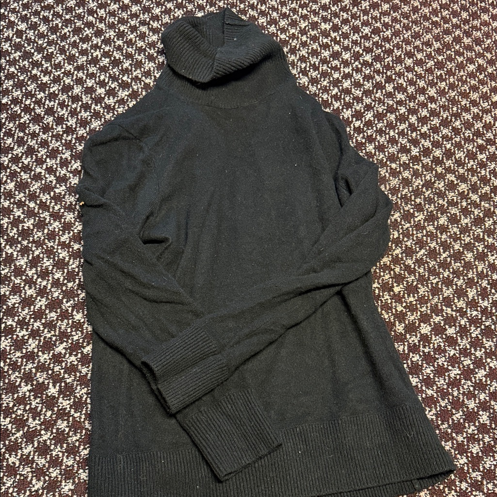 Lands' End Classic Black Turtleneck Sweater